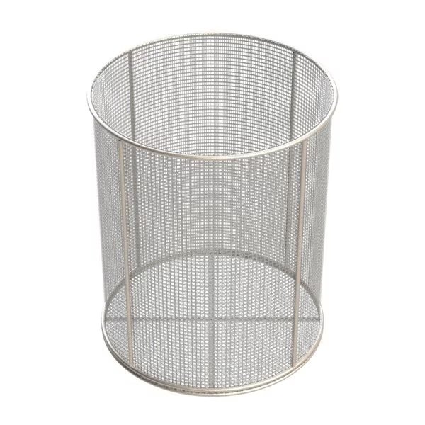 Round Wire Mesh Basket: 10Dia. x 12H, 304 SS, 3/16 Rod Frame, No Handles, Mesh: 4 x .063, Anysizebasket, Mfr#: TMT-100RND120-N04S